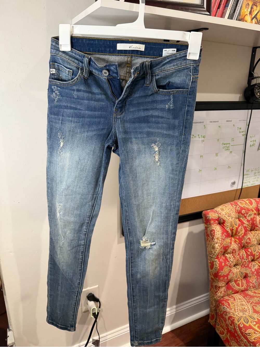 KanCan Women’s Skinny Distressed Blue Jeans